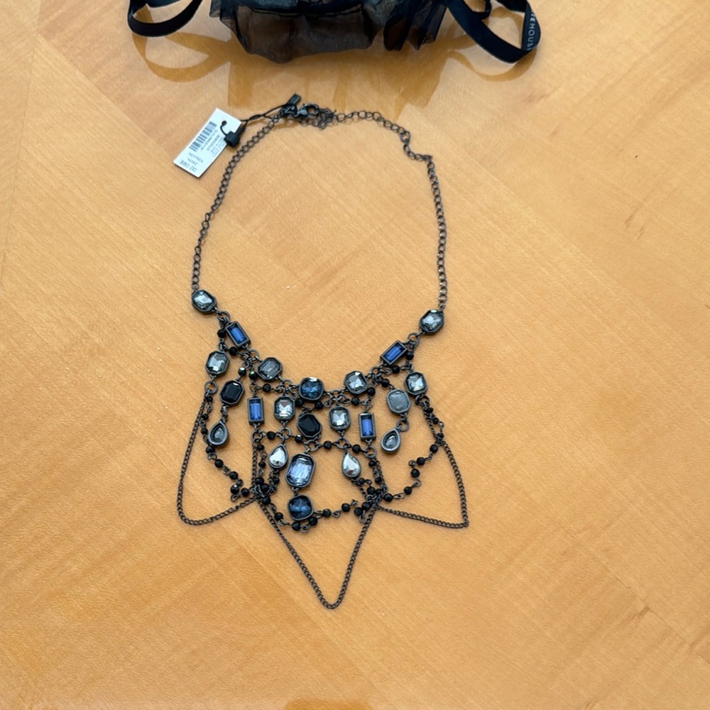 White house black market Elegant Black and Blue Statement Necklace